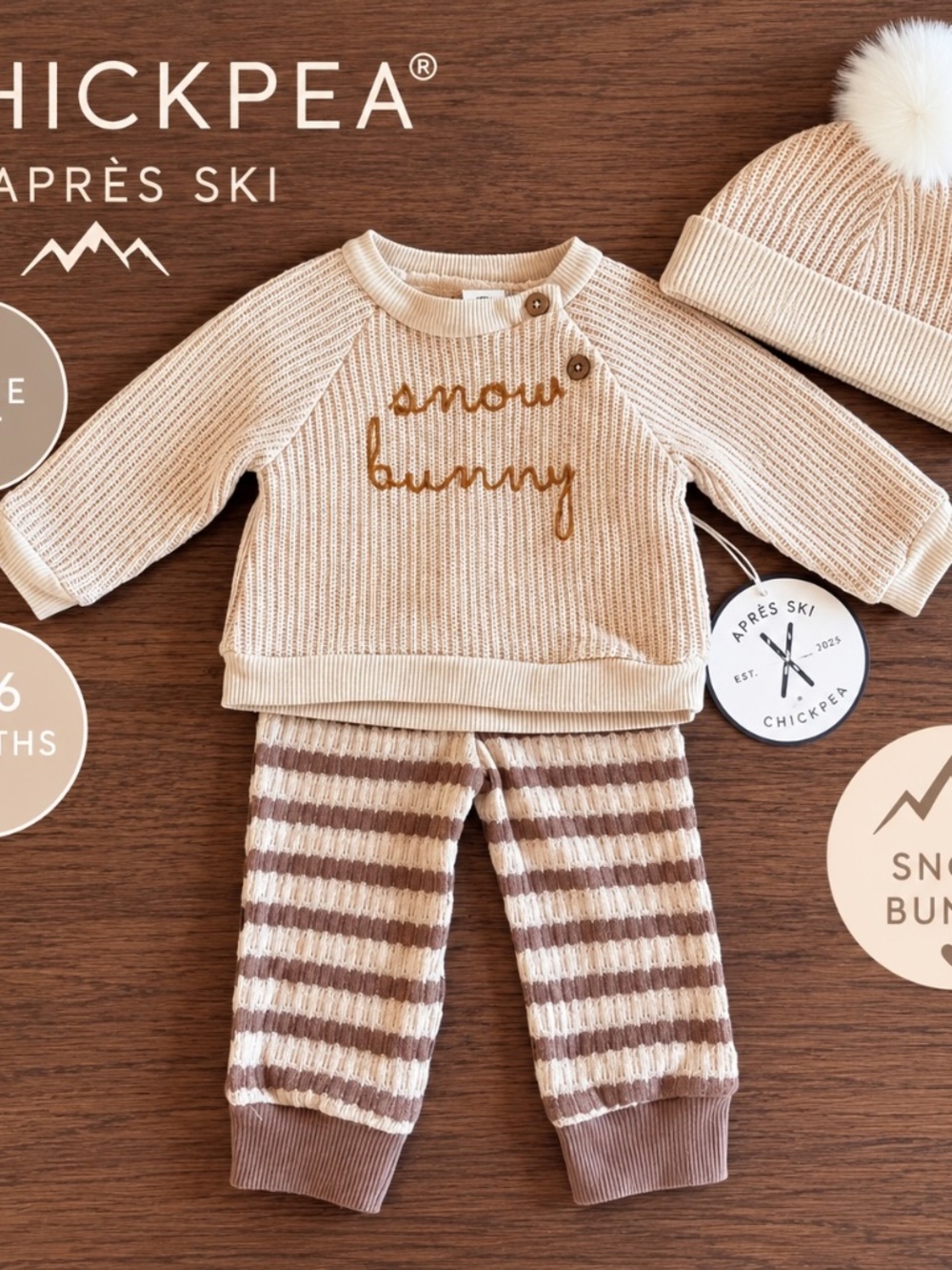 NWT Chickpea Aprรจs Ski Baby 3-Piece Snow Bunny Set 3โ6M
